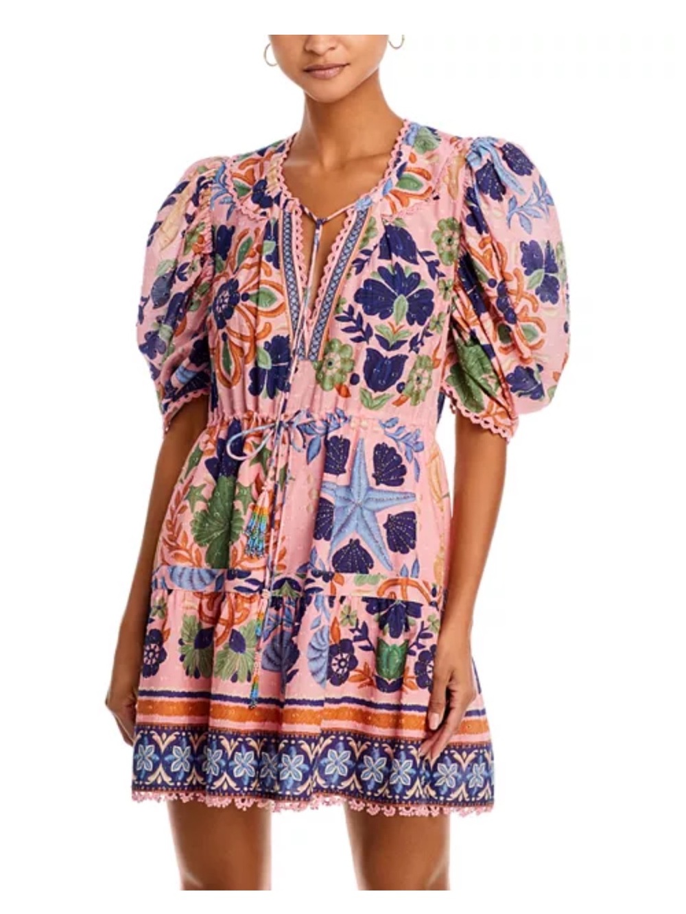 FARM Rio Seashell Tapestry Cotton mini dress M